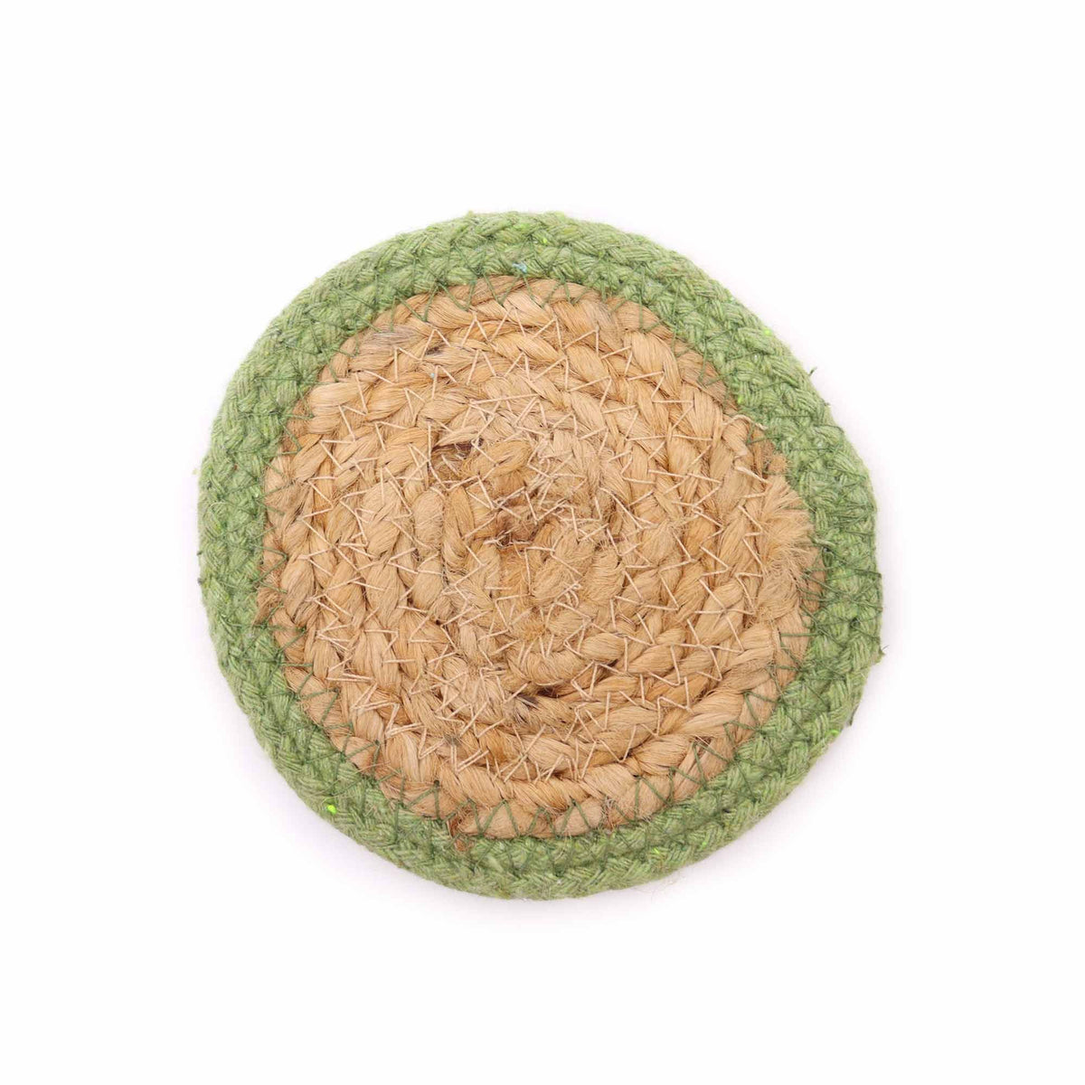 Natural Coaster - Jute & Cotton 10cm (set of 6) Mixed colours in basket