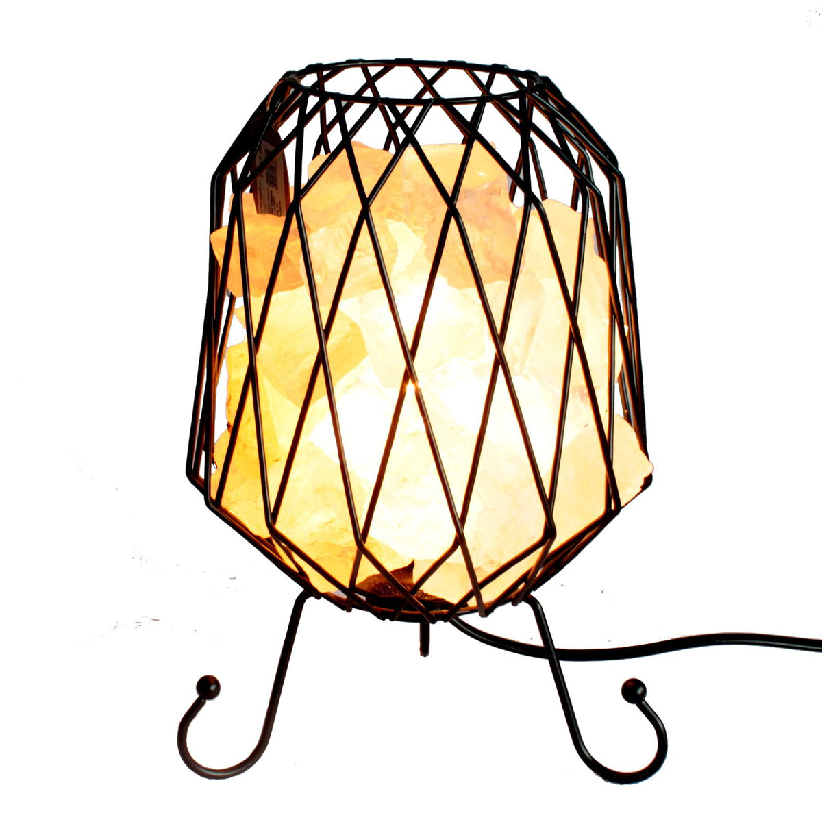 Mesh Salt Rock Brazier Lamp, Cable, Bulb, Pink Salt