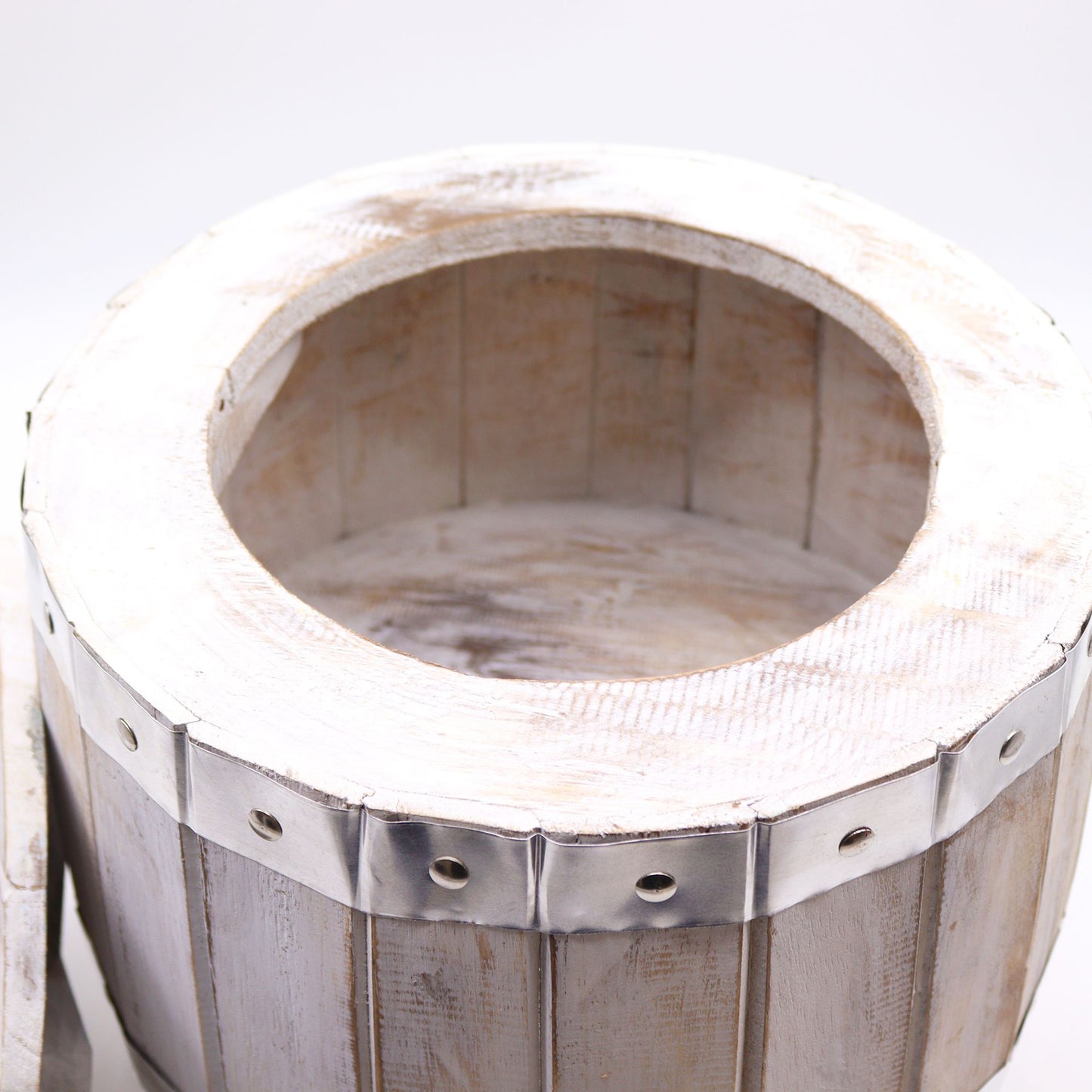 Beer Barrel Stool - Whitewash 38x32cm