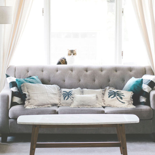 1x Linen Cushion 45x45cm with fringe