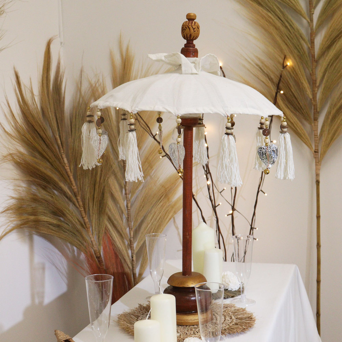 Bali Home Decor Parasol - Canvas - Natural- 40cm