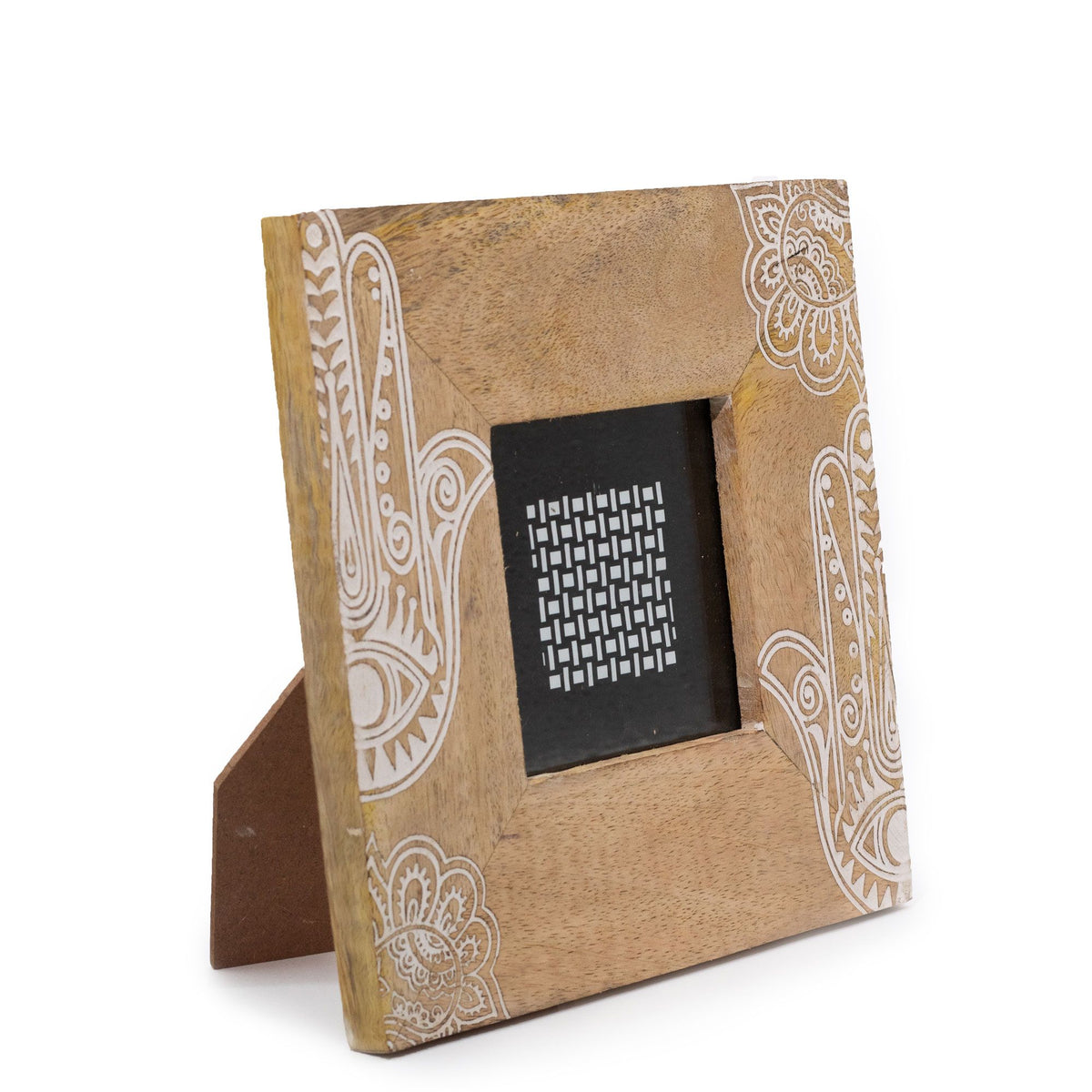 Small Mango Wood Picture Framel (for 10x10cm) 20x20x2cm- Hamsa - White