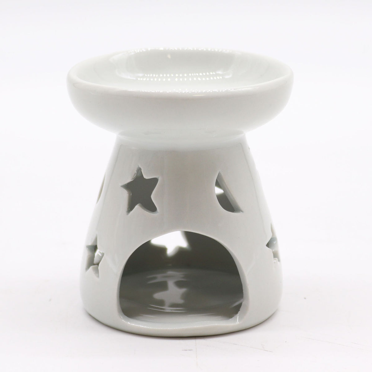 1x Sm Classic White Oil Burner - Moon & Star