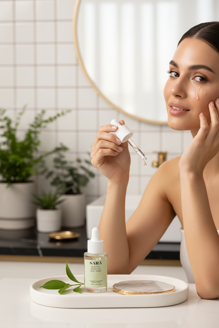Sara Bioactive Prebiotics Jelly Serum – Lifestyle with Model