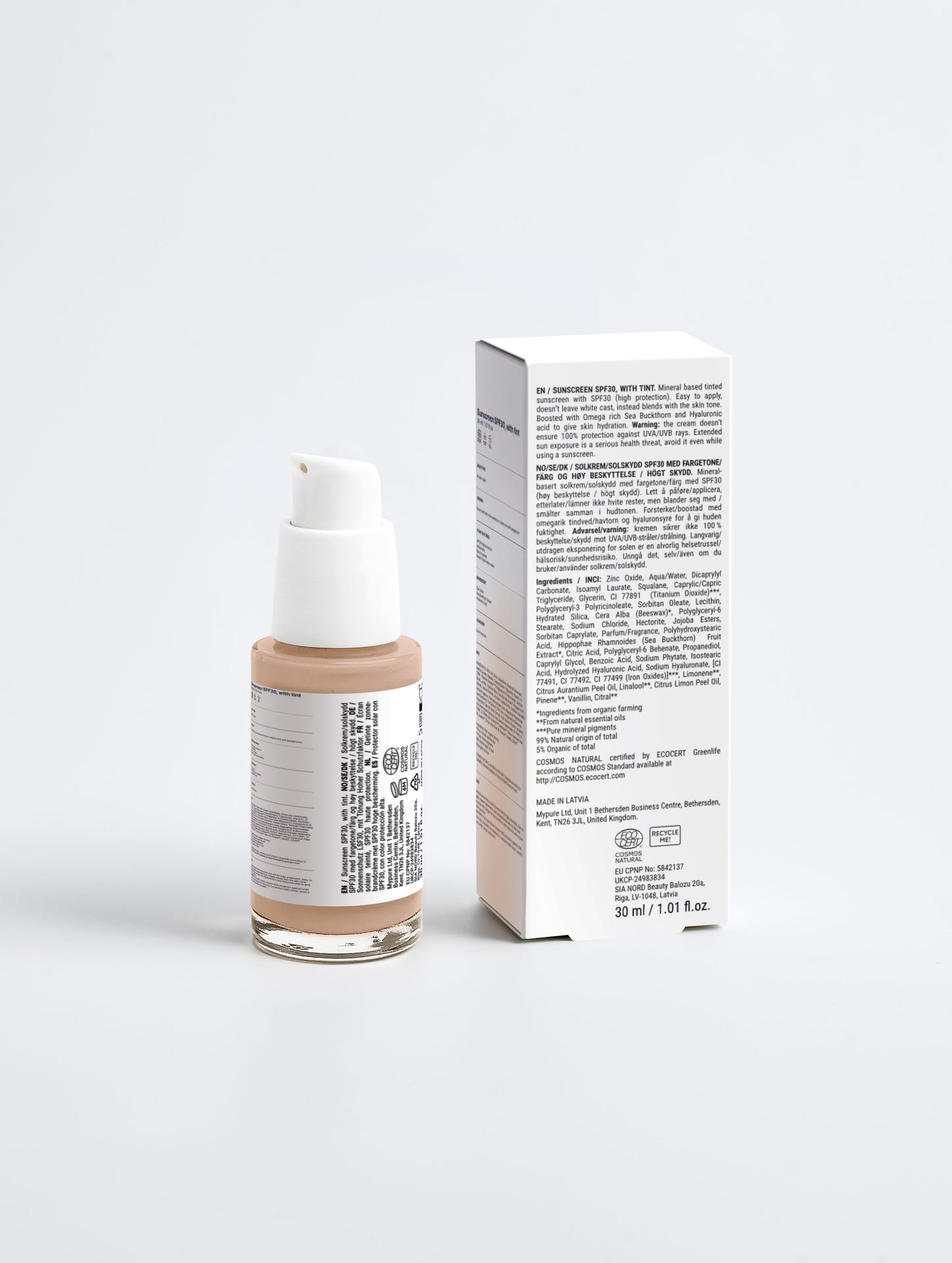 Sunscreen SPF30, with tint