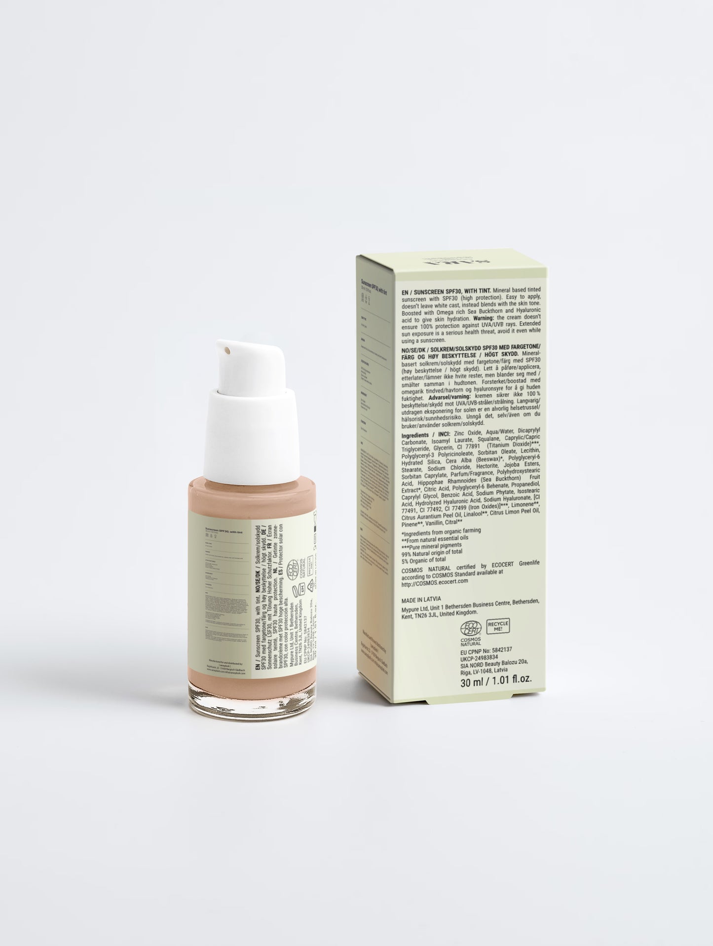 Sunscreen SPF30, with tint
