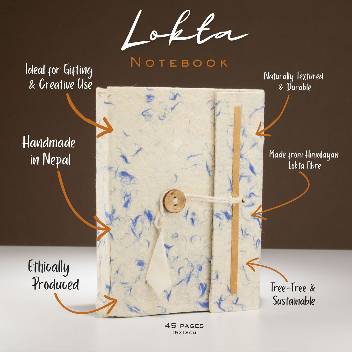 Med Lokta Mixed Blue Cotton Notebook Lrg (15x12cm) - 45 leafs