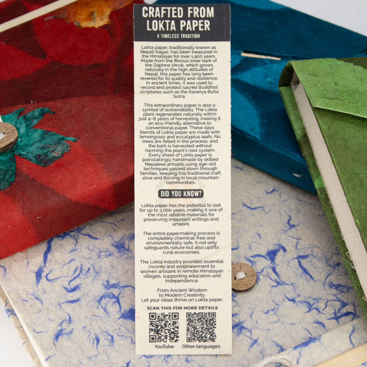 Lokta Mini Tiles Notebook – Medium (15x12cm) – 45 Leaves – Natural