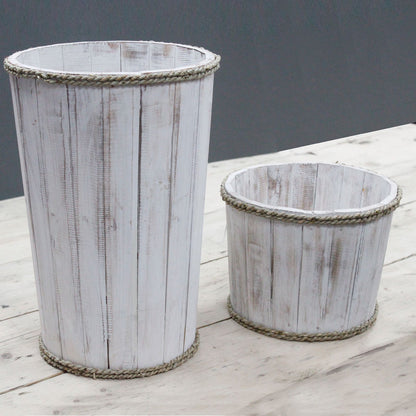 Lrg Nautical Display Tub - Whitewash 45x32cm