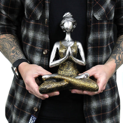 Yoga Lady Figure -  Bronze & Black 24cm