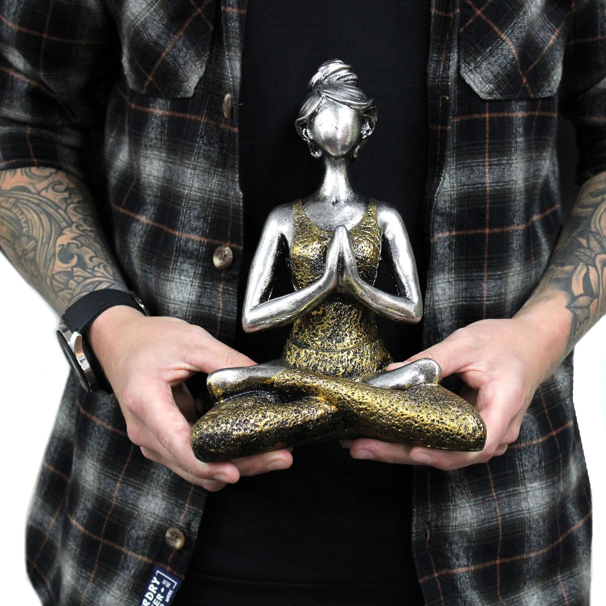 Yoga Lady Figure -  Bronze & Turqoise 24cm