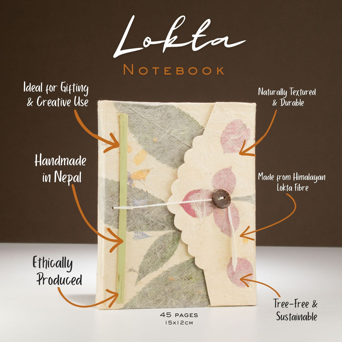 Med Lokta Bougainvillea Notebook Lrg (15x12cm) - 45 leafs