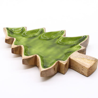 Lost in the Forrest -  Enamel Tree Wooden Bowl - 25x19cm