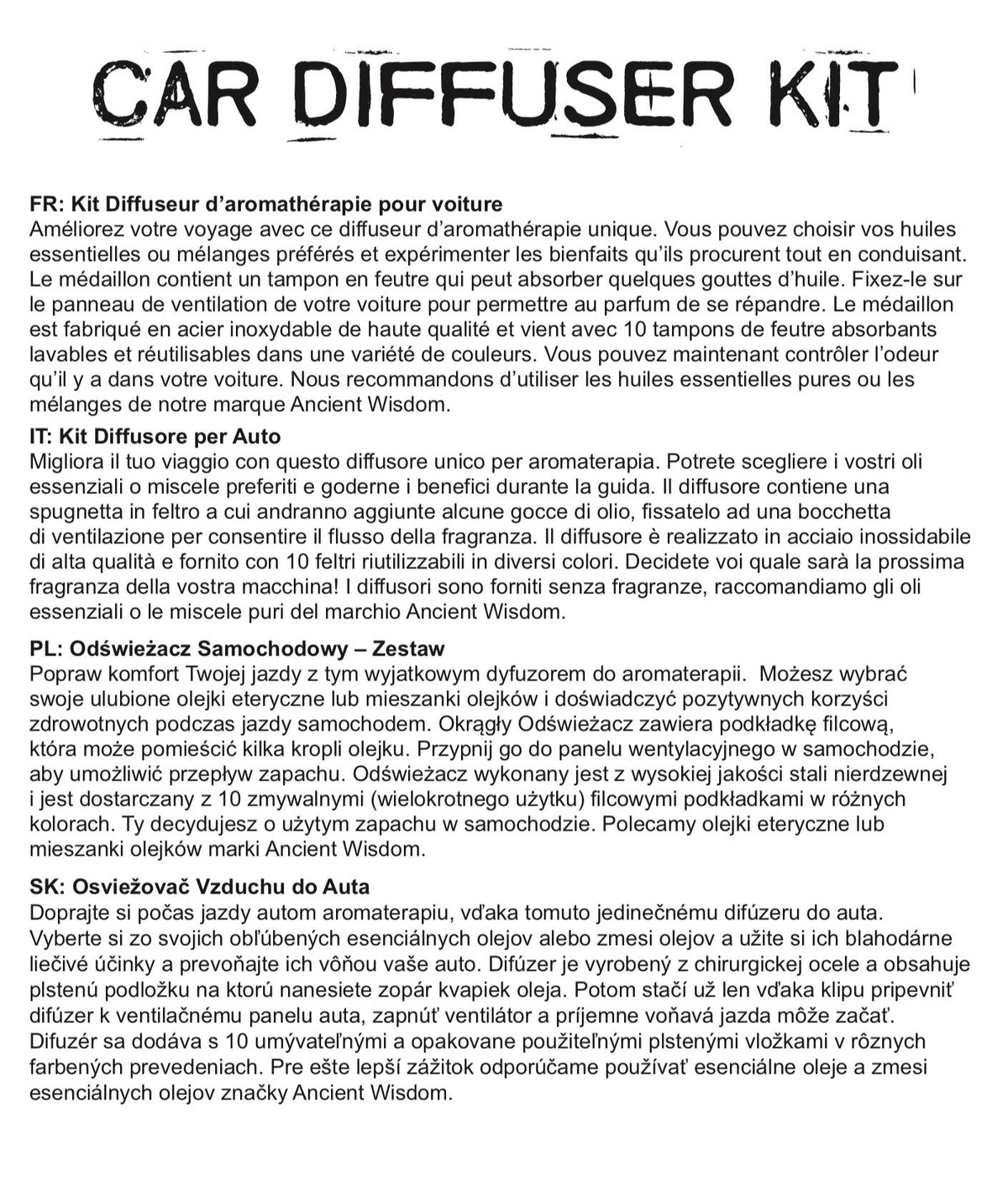 Car Diffuser Kit - Hamsa - 30mm