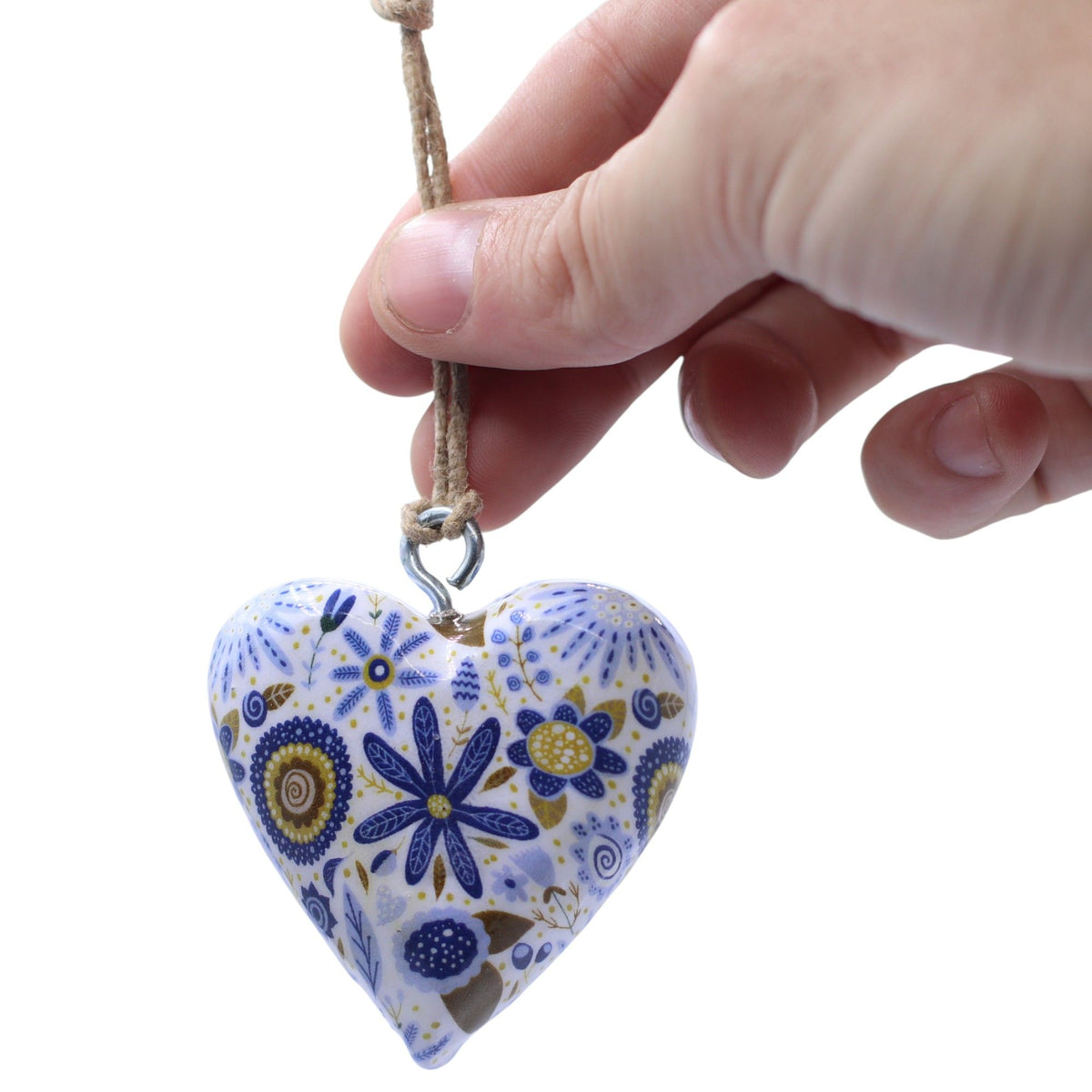 Large Decor Wood Hearts -  Blue Floral