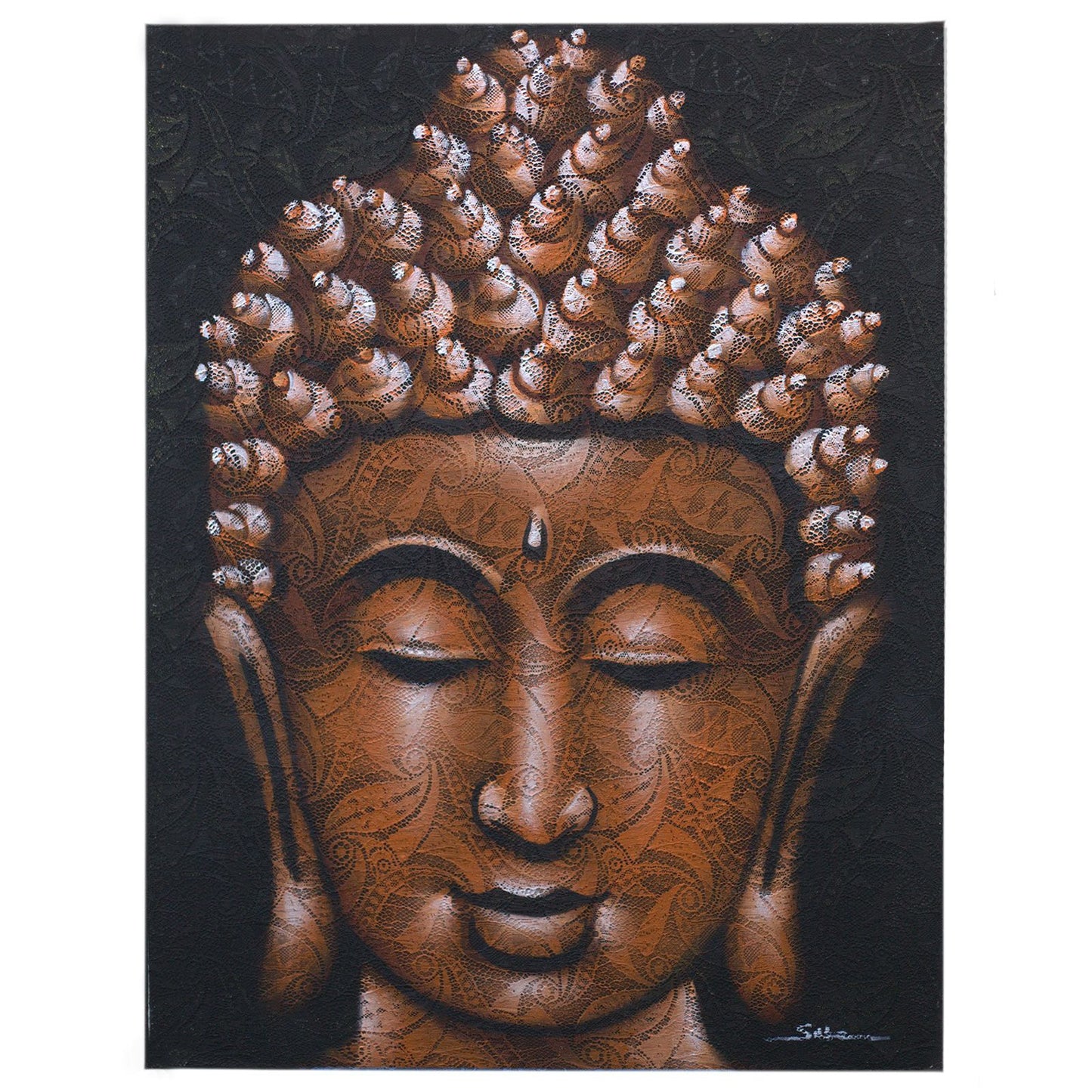 Buddah Painting - Copper Brocade Detail 60x80cm