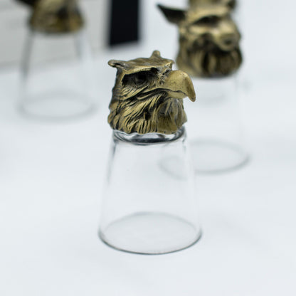 Gift Set of 12 Bottom Up Shot Glasses (25ml) - Forest & Mystical Creatures - Antique Bronze