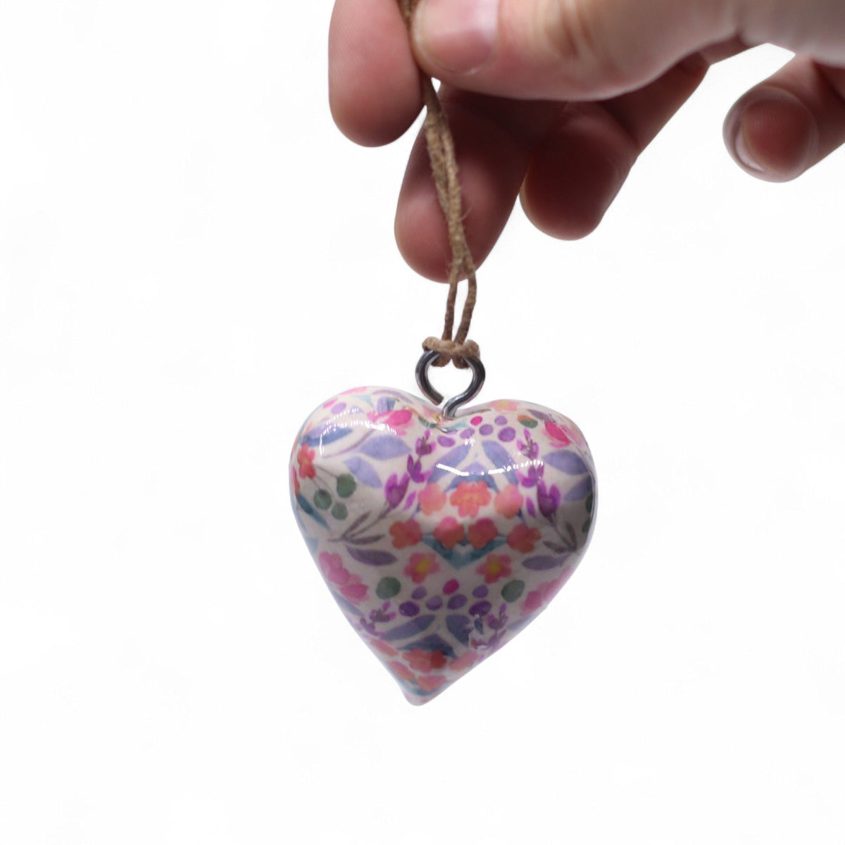 Large Decor Wood Hearts -  Pretty Floral - in Display Jar