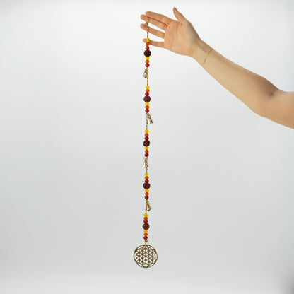 Indian Chimes - Brass Flower of Life with Rudraksha Beads String Bells - 6x63cm