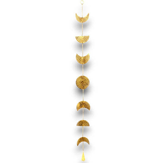 Indian Chimes - Brass Moon Phases Drop with Bell 1m
