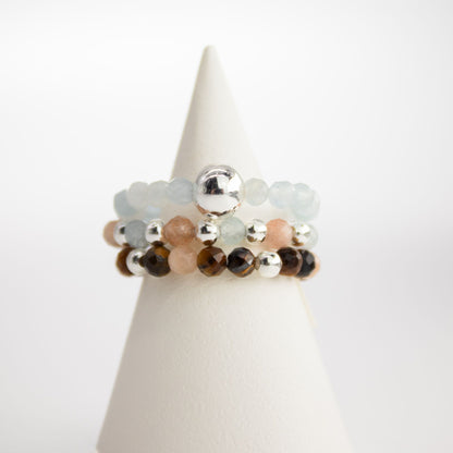 Nymph Spirit Gemstone Ring Set - Sea Sunset