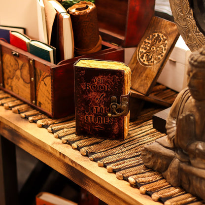 Fat Deckled Leather Notebook – The Book of Untold Stories – 15x10 cm