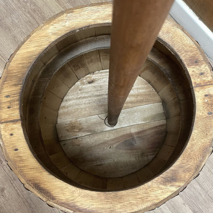 Beer Barrel Table & Parasol Stand – Natural Wood 60 x 48.5 cm