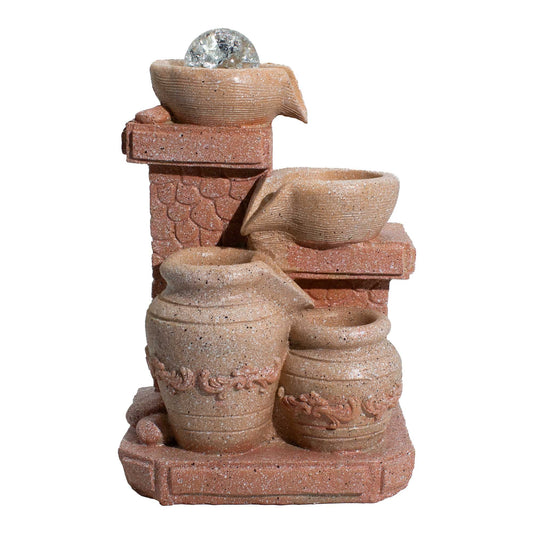 Tabletop Water Feature -19x14x27cm - Cascading Pots Meditarian Style