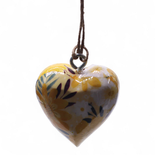 Large Decor Wood Hearts -  Yellow Floral