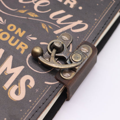 Leather Printed Notebook – Never Give Up On Your Dreams -  17.8×12.7 cm