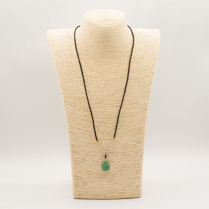 Cord Necklace Gemstone Pendant - Jade Turtle