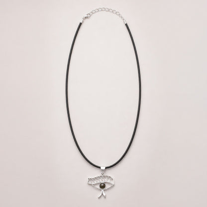 Indian Devotional Pendant - Silver Plated (45cm Cord)- Cleopatra Eye - Iolite