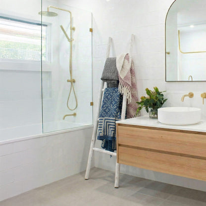 Large Kemu Wood Ladder - 1.5m - Whitewash - Japan Style
