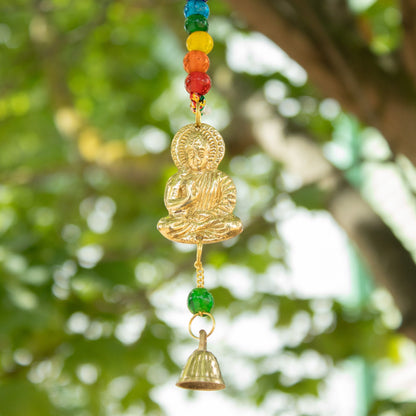 Indian Chimes - Brass Buddha with Chakra Beads String Bells - 53cm