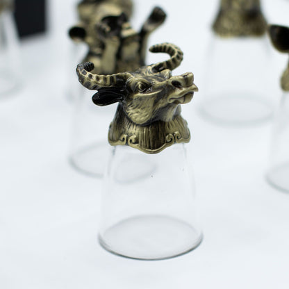 Bottom Up Shot Glasses (25ml) - Forest & Mystical Creatures - Antique Bronze