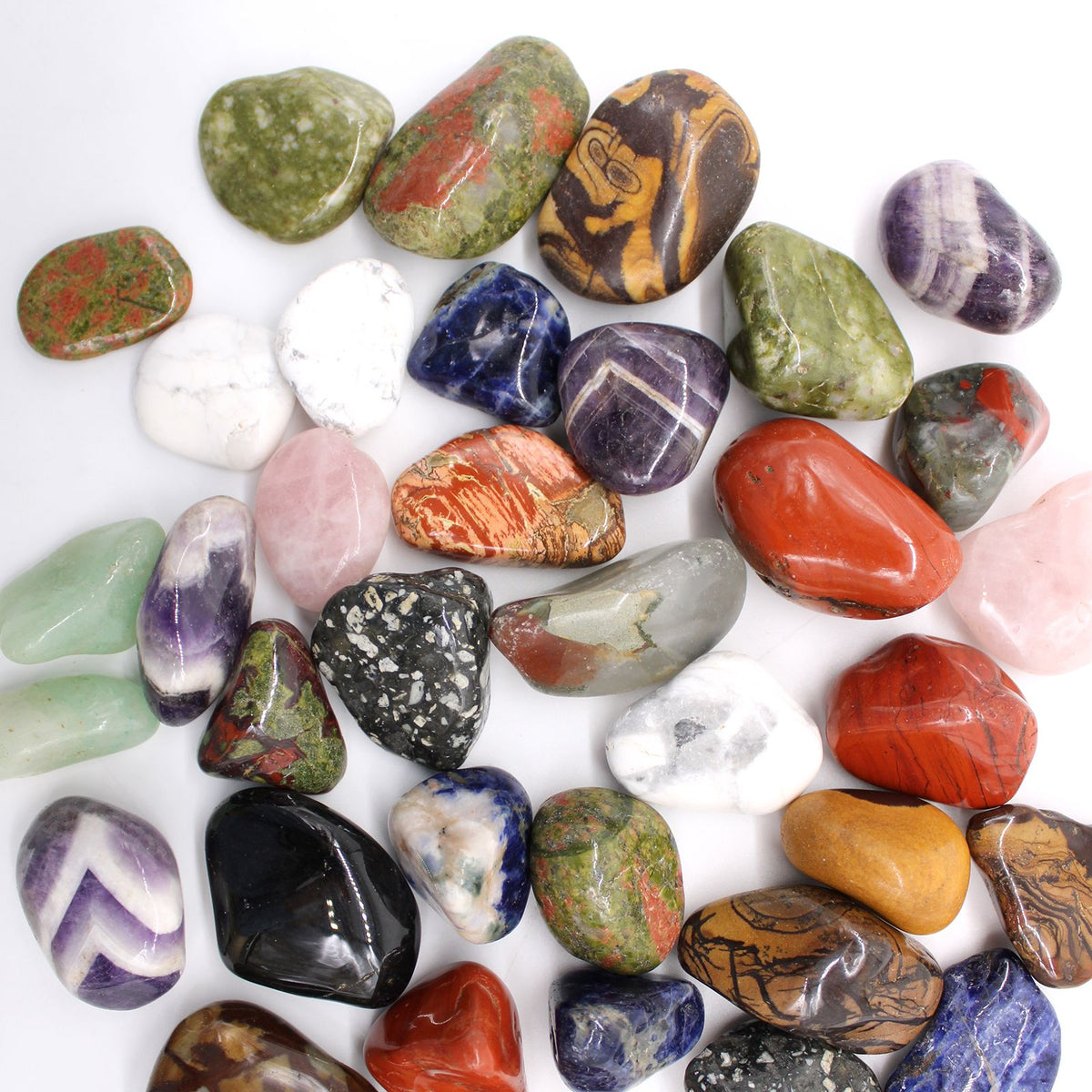 Bag of 12 Medium African Tumble Stones - Amethyst - Chevron