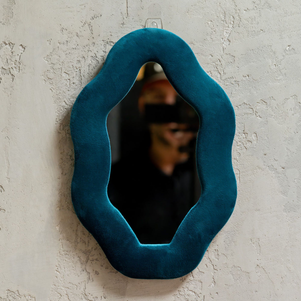 Soft Squiggly Mirror – Oval Pebble – Royal Teal (20.5 x 32.5 x 2.3cm)