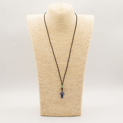 Cord Necklace Gemstone Pendant - Sodalite Mushroom