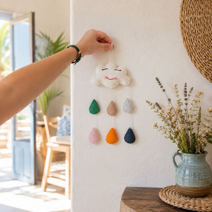Handmade Felt Mobile - Mini Happy Clouds