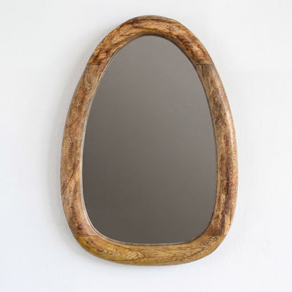 Set of 3 Pebble Shaped Mirrors - Light Wood Finish