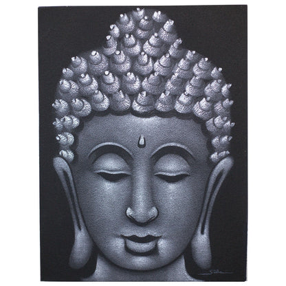 Buddah Painting - Grey Sand Finish 60x80cm