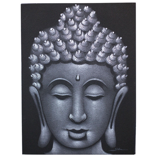 Buddah Painting - Grey Sand Finish 60x80cm