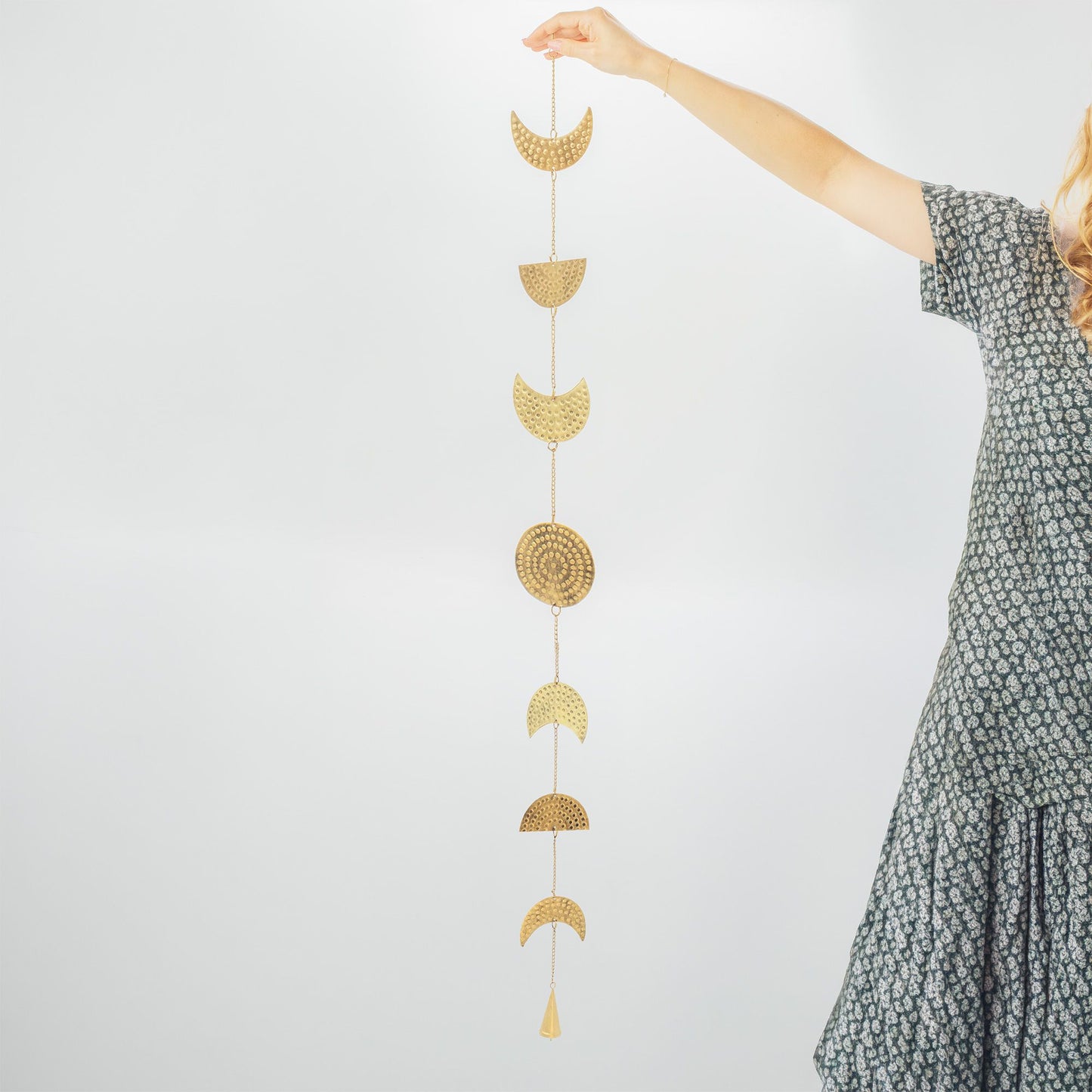 Indian Chimes - Brass Moon Phases Drop with Bell 1m