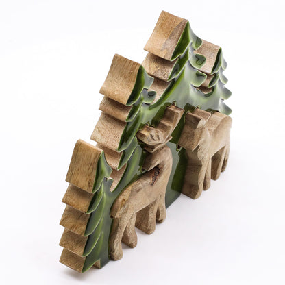 Lost in the Forrest -  Two Dear in the Forrest 3D Wooden Decoration - 18x23cm