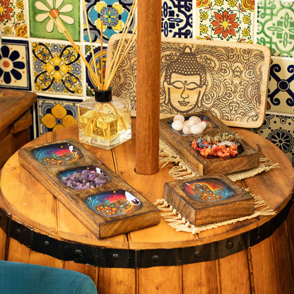 Med Enamelled Mango Tray Set - Hamsa