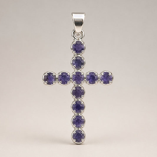 Indian Devotional Pendant - Silver Plated (45cm Chain)- Ionite Crucifix