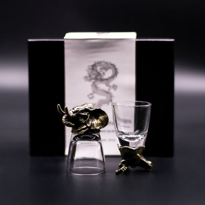 Gift Set of 6 Shot Glasses (50ml) - Wild Forest Creatures - Antique Bronze