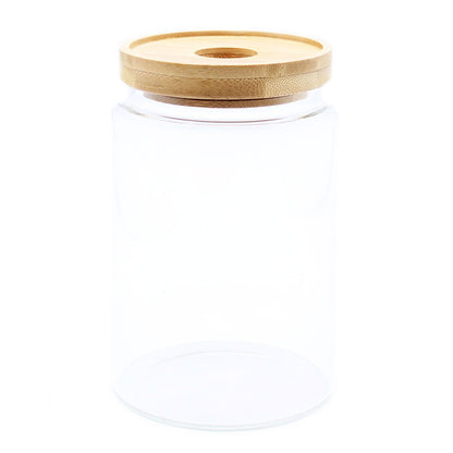 Cottage Bamboo Glass Jar - 15cm