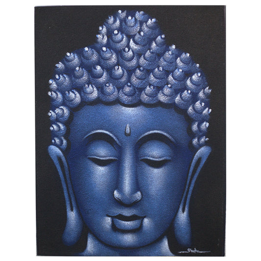 Buddah Painting - Blue Sand Finish 60x80cm
