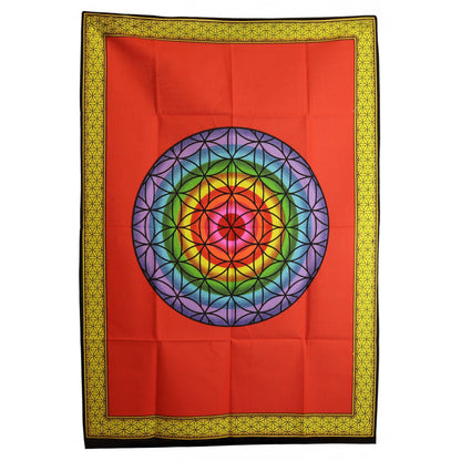 Cotton Wall Art (70x110cm) - Rainbow Flower of Life